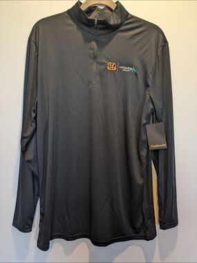 Dunbrooke Men’s Black Long-Sleeve Quarter-Zip Performance Bengals Pullover NWT